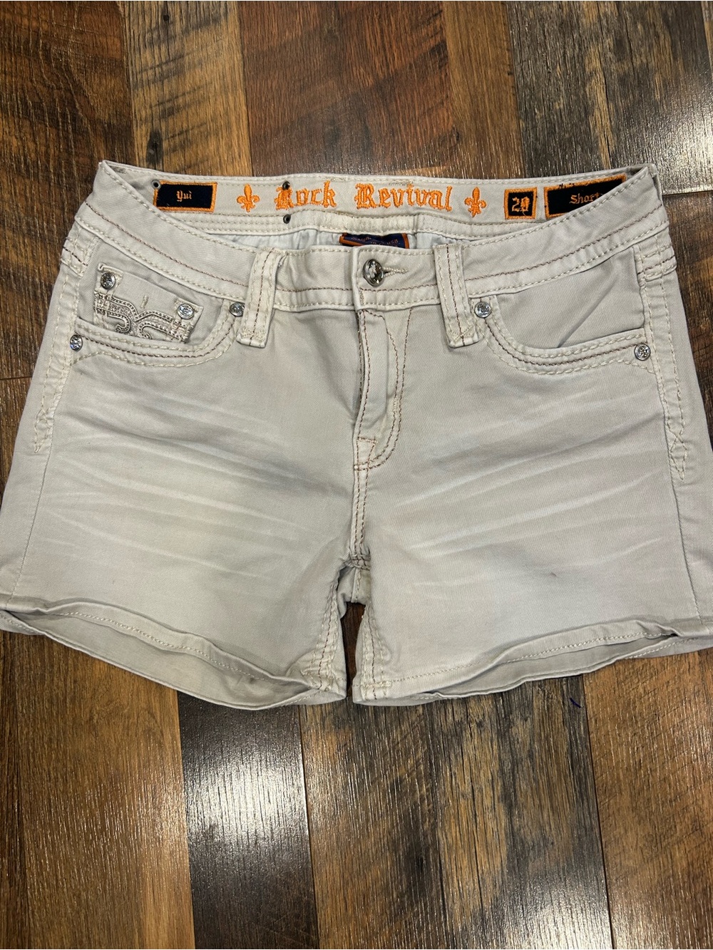 Rock Revival Women's Light beige Denim Shorts